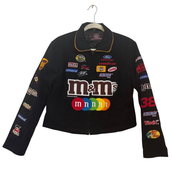 Jh Design Jackets & Blazers - Vintage JH Design Black M&Ms Racing Jacket Large 100% Cotton Outer Shell NASCAR